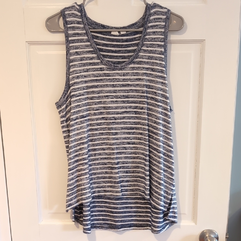 Striped Sleeveless Top - Blue and White